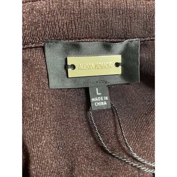 NWT Alexia Admore Dress Flattering Thigh Slit Long Sleeve Stretch Brown Large - Picture 6 of 9